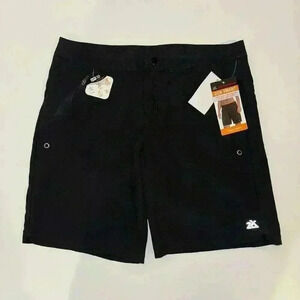 NWT Mens S ZEROXPOSUR Sun Smart Swim Trunks Paddle Shorts Black UPF30 Quick Dry